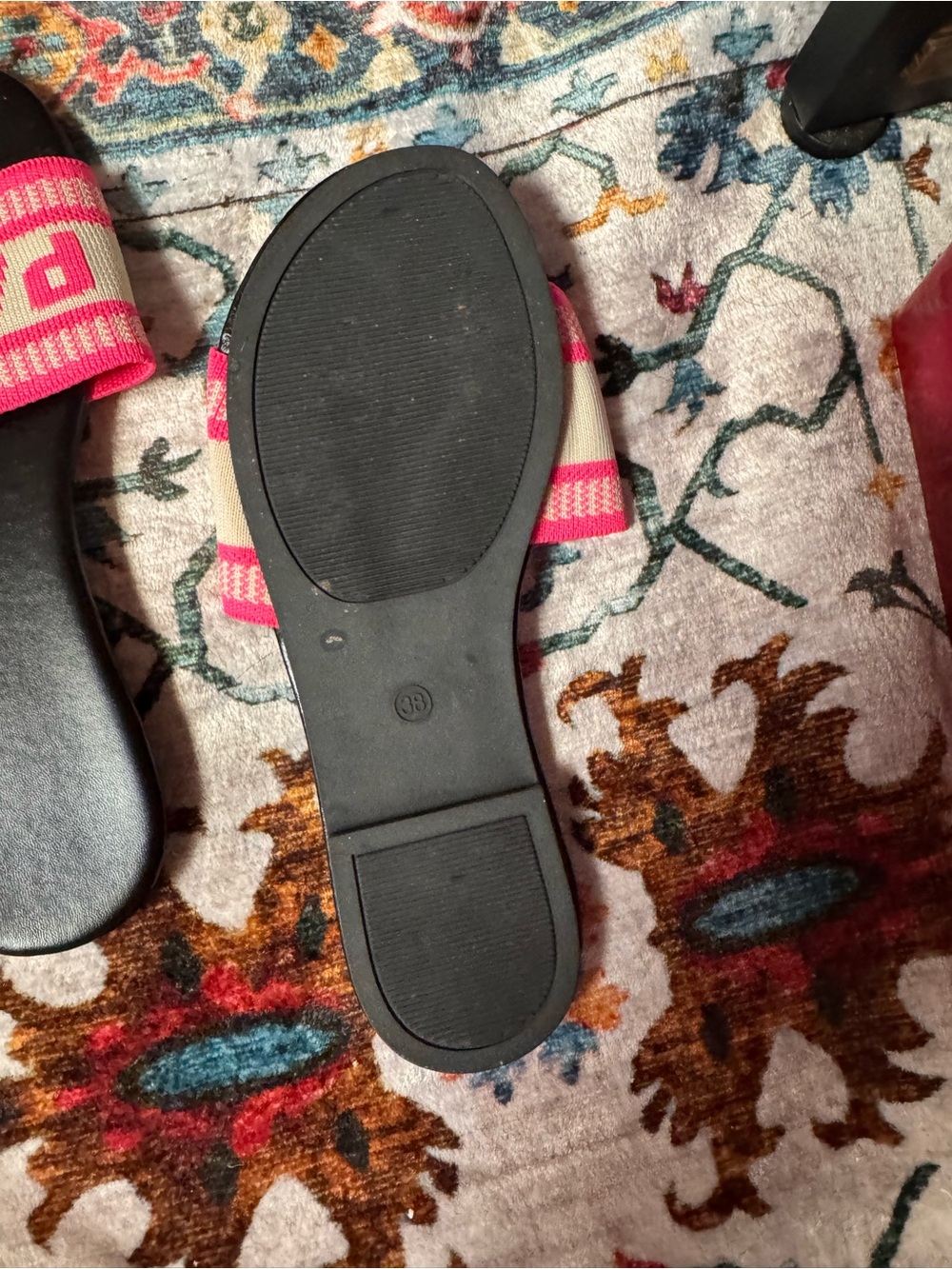 Paris Knit Logo Slide Sandals - Pink/Beige - Picture 2 of 2